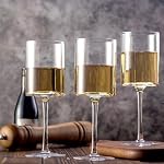 BACLIFE Wine Glasses Set of 4 - Hand Blown Wine Glass 15oz in Gift Packaging - Large White Wine Glass on Long Stem - Unique Modern Shape - for Wedding, Anniversary, Christmas