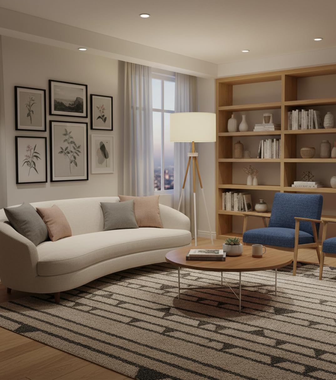 BEL AIR HOME - Lampada da Terra Soggiorno NAPOLI, Treppiede a 3 gambe 1 x E27 (Lampadina non inclusa) Design Moderno in Metallo e Legno, Ideale per Salotto e Camera (BIANCO)