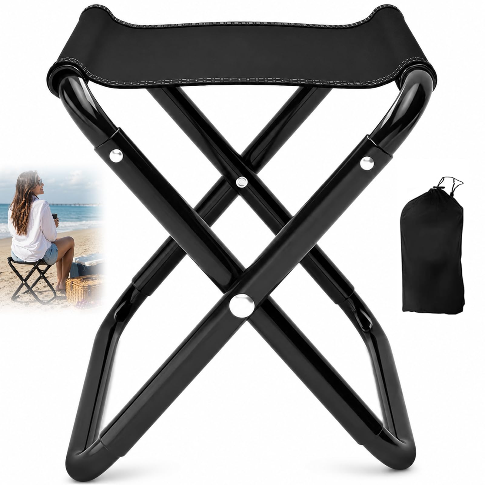Klapphocker,Klapphocker Faltbar,Campinghocker,Camping Hocker,Klapphocker Faltbar 150 Kg,Für Garten, Strand Und Reisen - Leicht & Kompakt Mit Aufbewahrungsbeutel - Campingstuhl, Klapphocker Camping