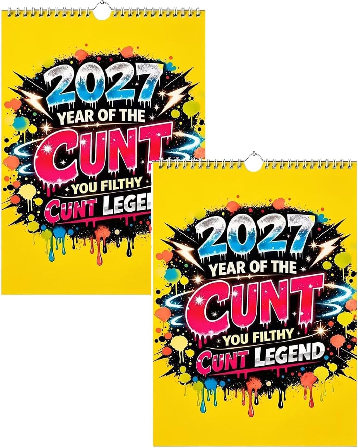 2PC 2027 Year of the Cunt Wall Calendar, Bold Graffiti Humor Calendar