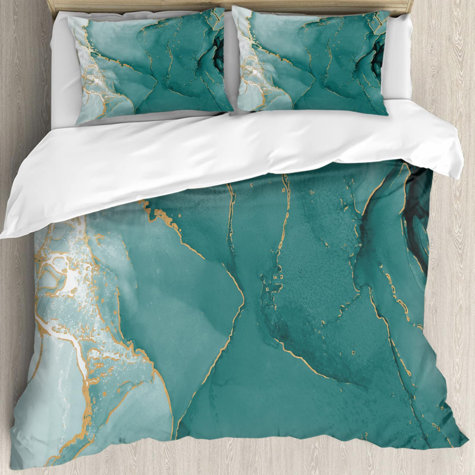 Parure de lit pour personnes allergiques : housse de couette imprimé herbier abstrait