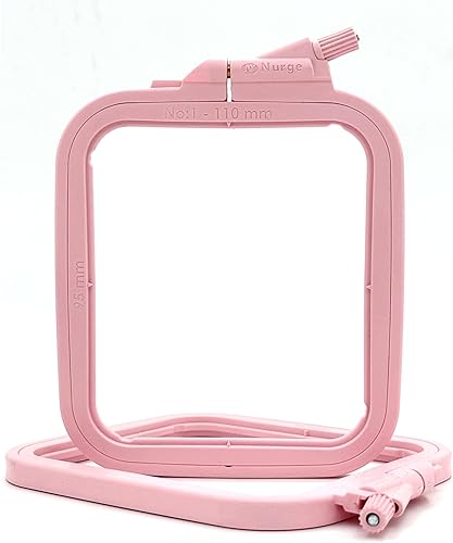 Miniatura 49 de Nurge Aro cuadrado para bordar, marco de punto de cruz de plástico para punto de aguja y bordado, aro ajustable para manualidades, color azul, n.º 2