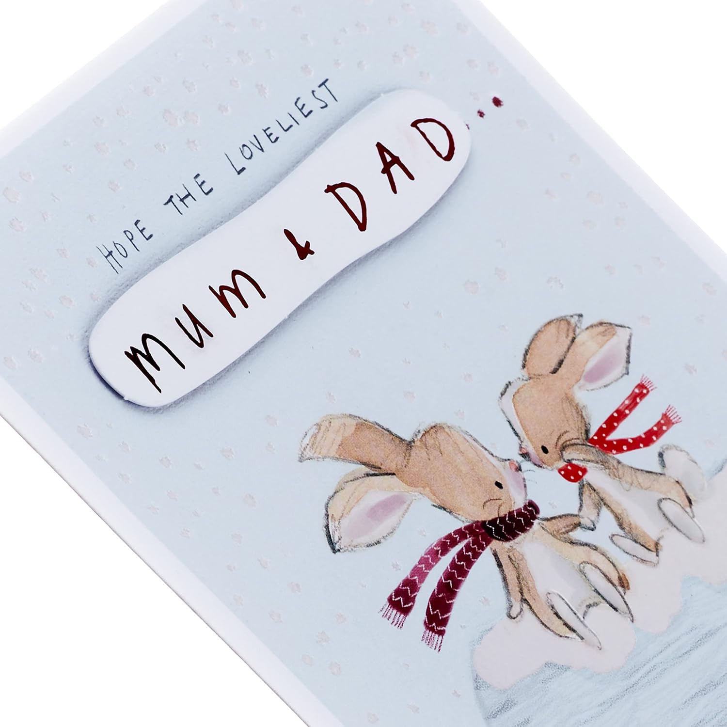 Hallmark Christmas Card For Mum and Dad - Cute Rabbit Illustration Design