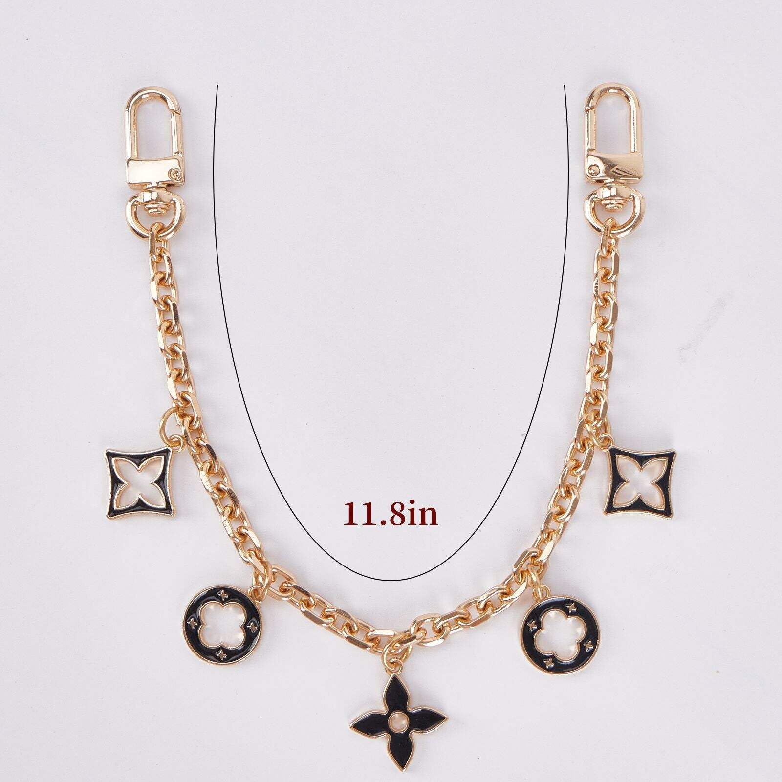 Stilvoller Bag Charm Kettenanhänger, Goldene Taschenkette Damen, Elegante Geldbörsenkette mit Schwarz-Gold Anhängern, Mode Accessoire für Handtaschen und Geldbörsen, Taschenkette Gold Verlängerung