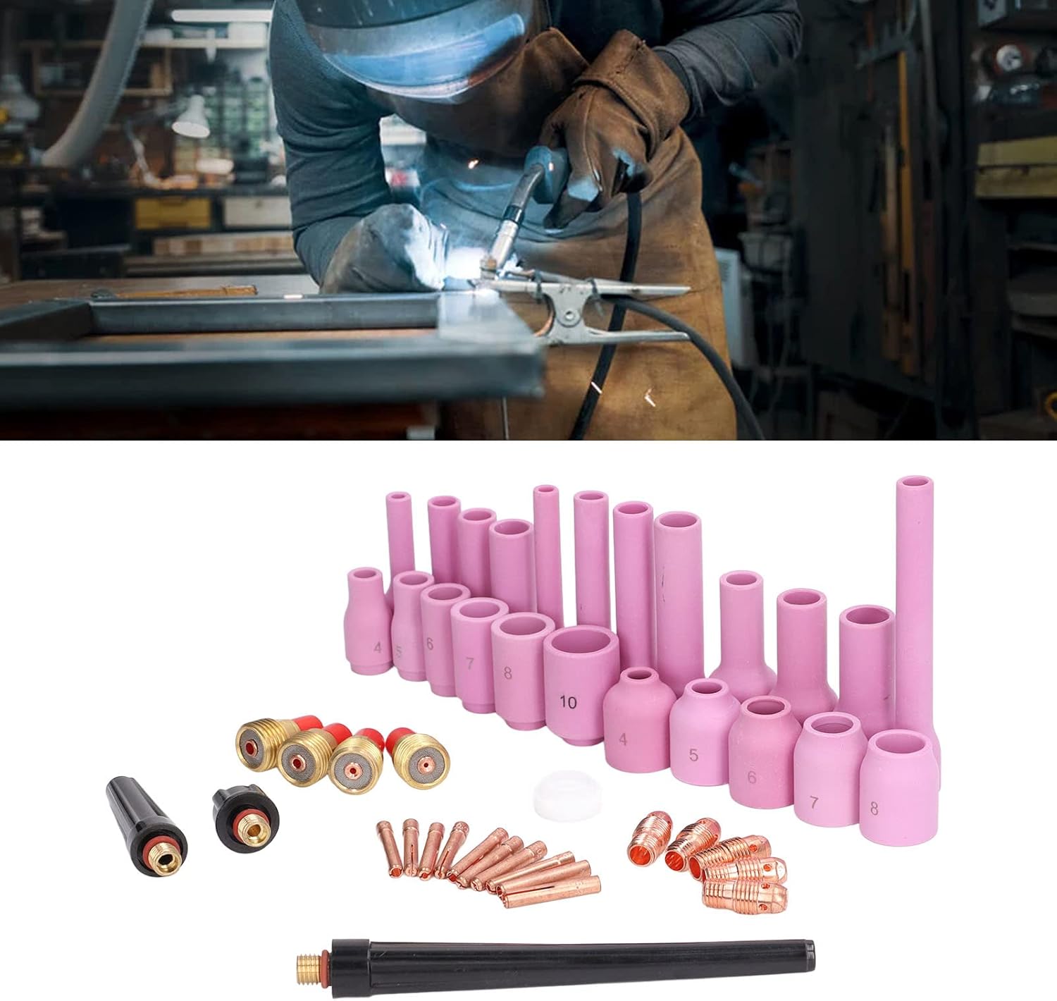 TIG Welding Accessory Kit, Back Arc Welder Accessories 46Pcs for PTA-9 PTA-9V PTW-20