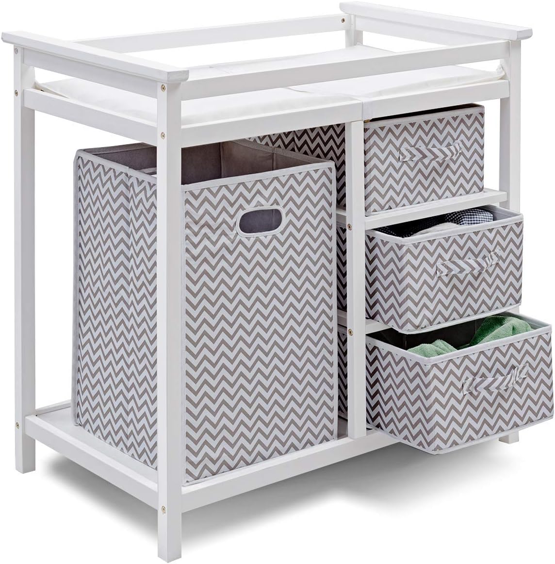 white changing table with hamper