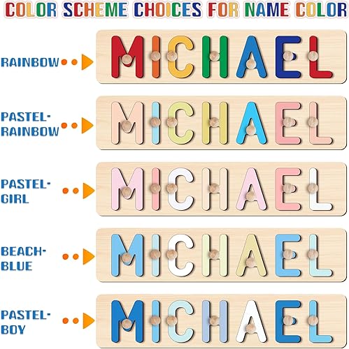 Vista 17 de Rompecabezas de nombres para niños, rompecabezas con nombre personalizado para niños pequeños, regalos de Pascua, rompecabezas de madera con nombre