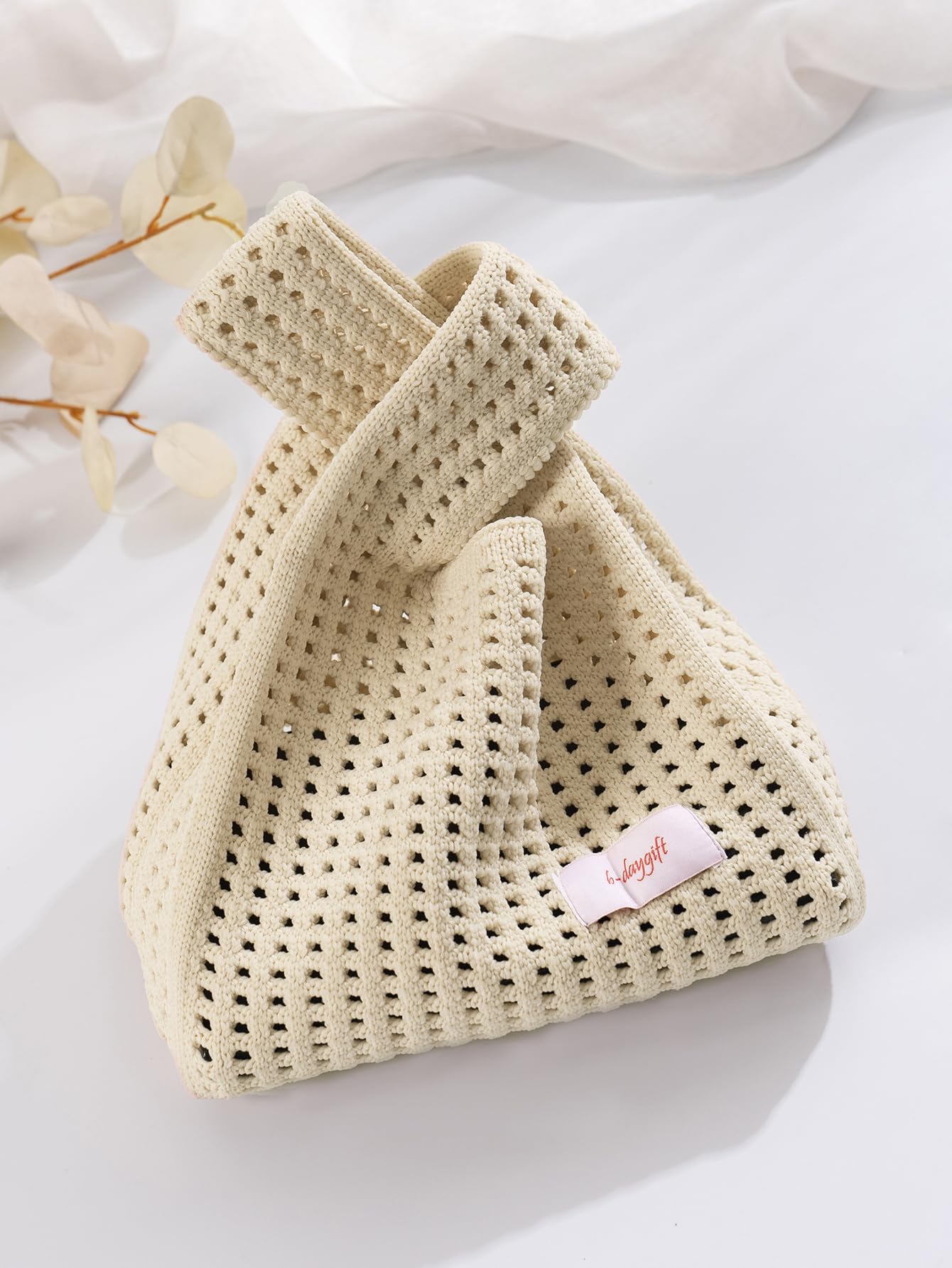 Verdusa Women's Hollow Out Knit Handbag Casual Solid Crochet Purse Bags White One-Size