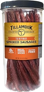 Tillamook Country Smoker Real Hardwood Smoked Sausages, Teriyaki, 15.2 Ounce Tall Jar, 20 Count