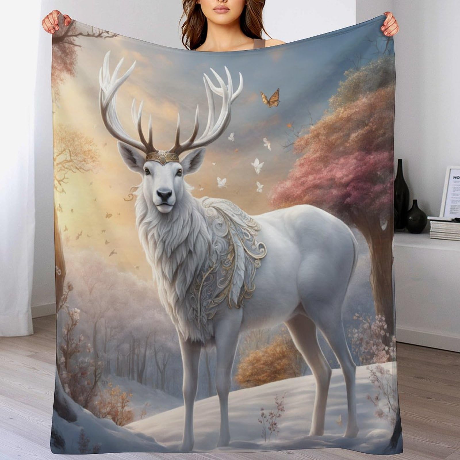 Manta de alce mullida para sofá de gran tamaño, cama y abrigo de 180x200 cm
