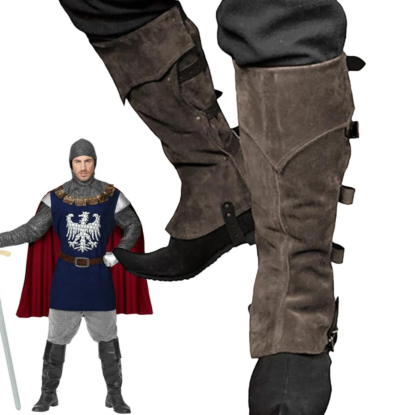 Steampunk-Stiefel aus Leder – Piratenstiefel, Überziehschuhe, Kostüm | Mittelalterliche Renaissance über dem Schuh, schwarzes Zubehör, bequeme Piraten-Stiefel-Tops, Schuhabdeckung für Damen und Herren