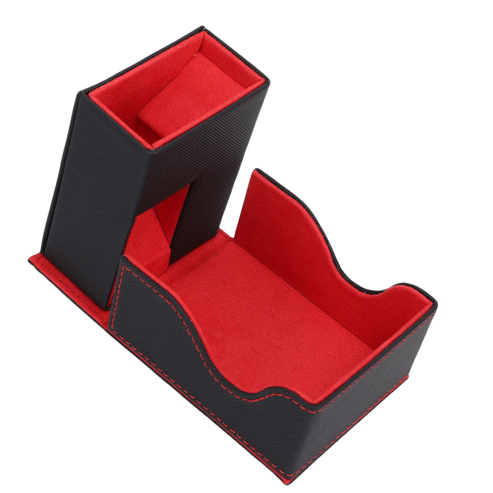 Greensen Torre de Dados de Cuero PU, Diseño Plegable Magnético con Forro de Terciopelo y Textura Antideslizante, para Juegos de Mesa de Dungeons and Dragons RPG (Negro Rojo)