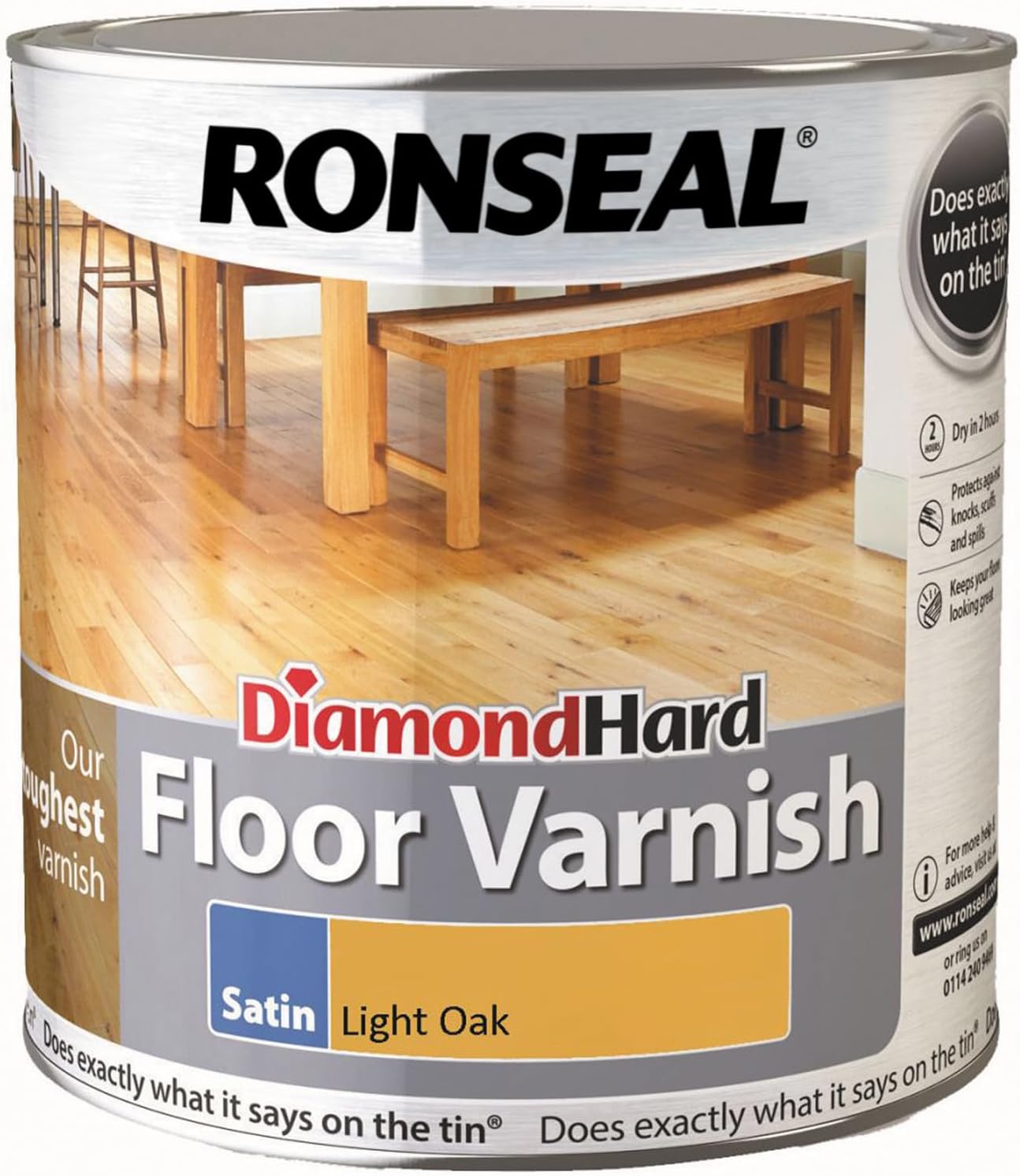 Ronseal Diamond Hard Floor Varnish Light Oak Satin 2.5L : Amazon.co.uk ...