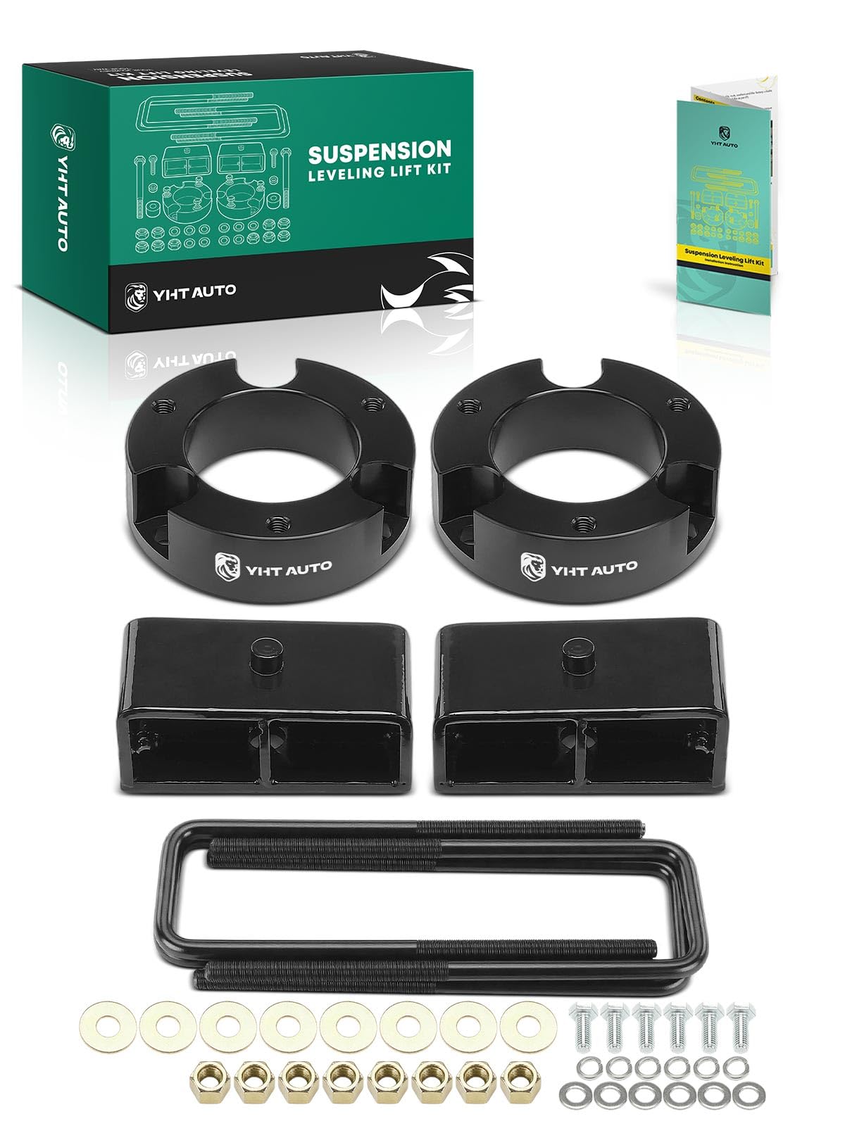 Full Lift Kits Compatible with Tacoma 2005-2023 2WD/4WD, 3" Front+2" Rear Leveling Lift Kit, 3 Inch Front Strut Spacer Level Kit and 2 Inch Rear Lift Blocks Suspension Lift Kits with U Bolts