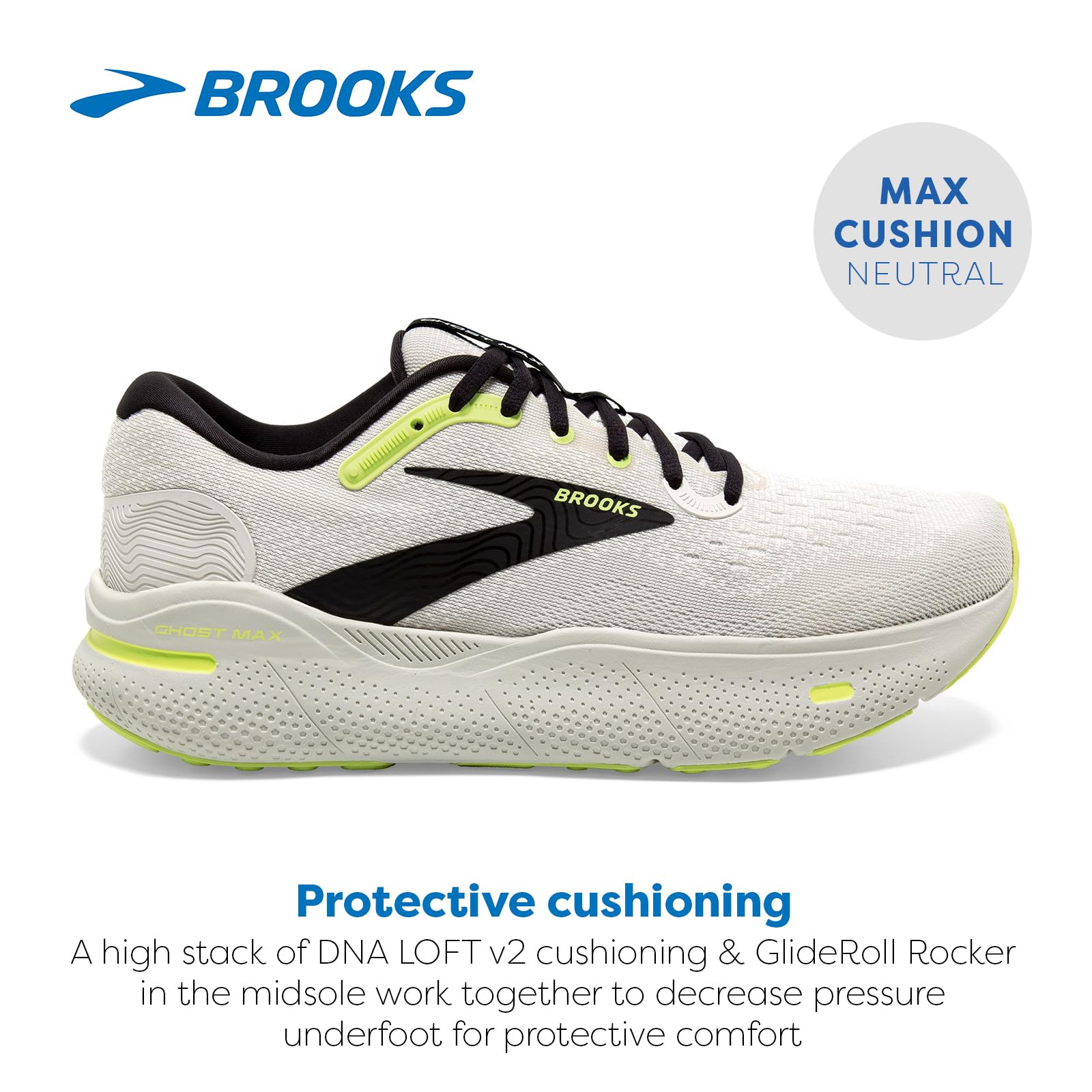 Brooks Mens Ghost Max Cushion Neutral Running & Walking Shoe