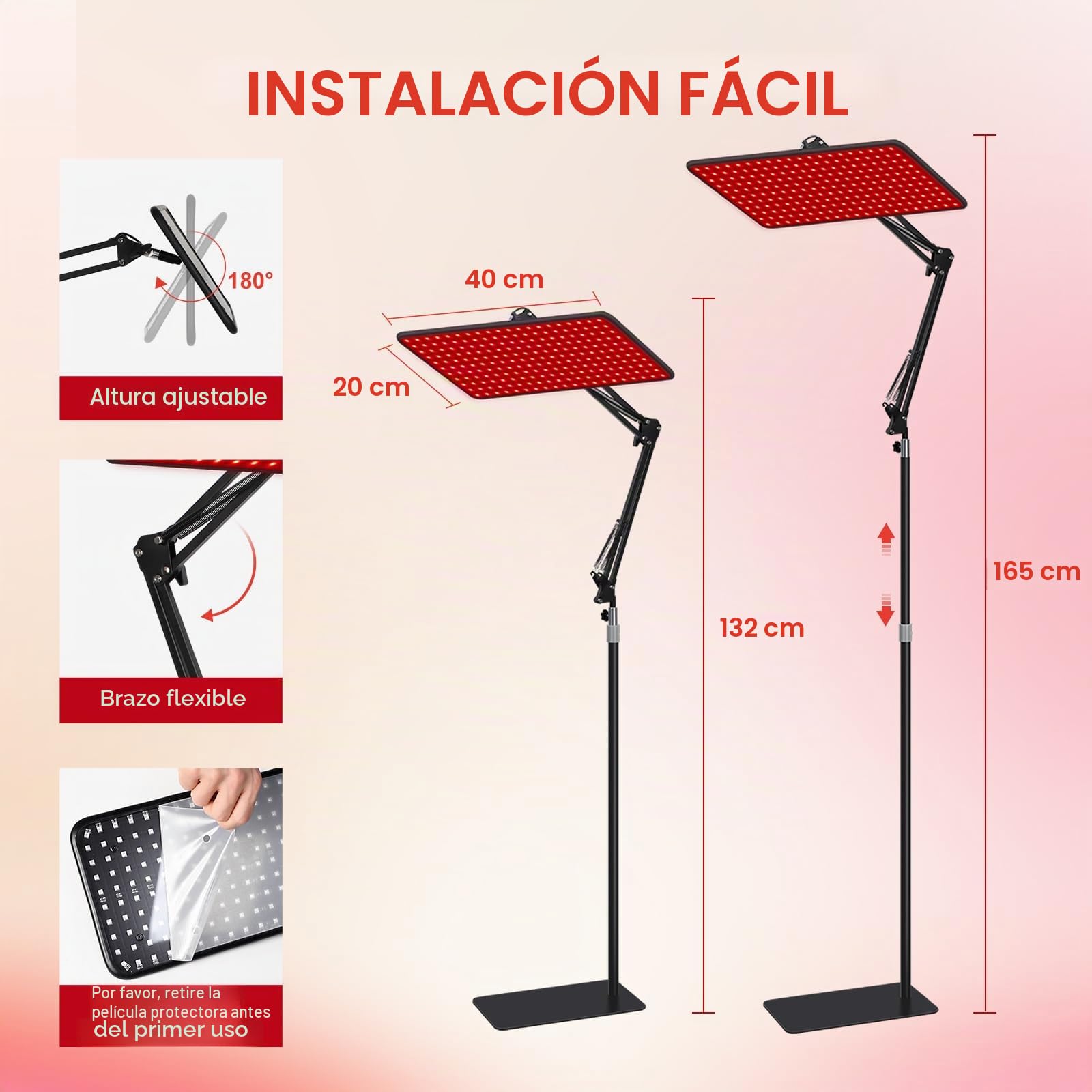 Morfone Lámpara de Luz Roja Cuerpo y el Rostro, Panel de Luz Roja con Tres Longitudes de Onda (660 nm, 850 nm, 940 nm) Panel Luz Infrarroja con Control Remoto Inalámbrico, No Produce Calor