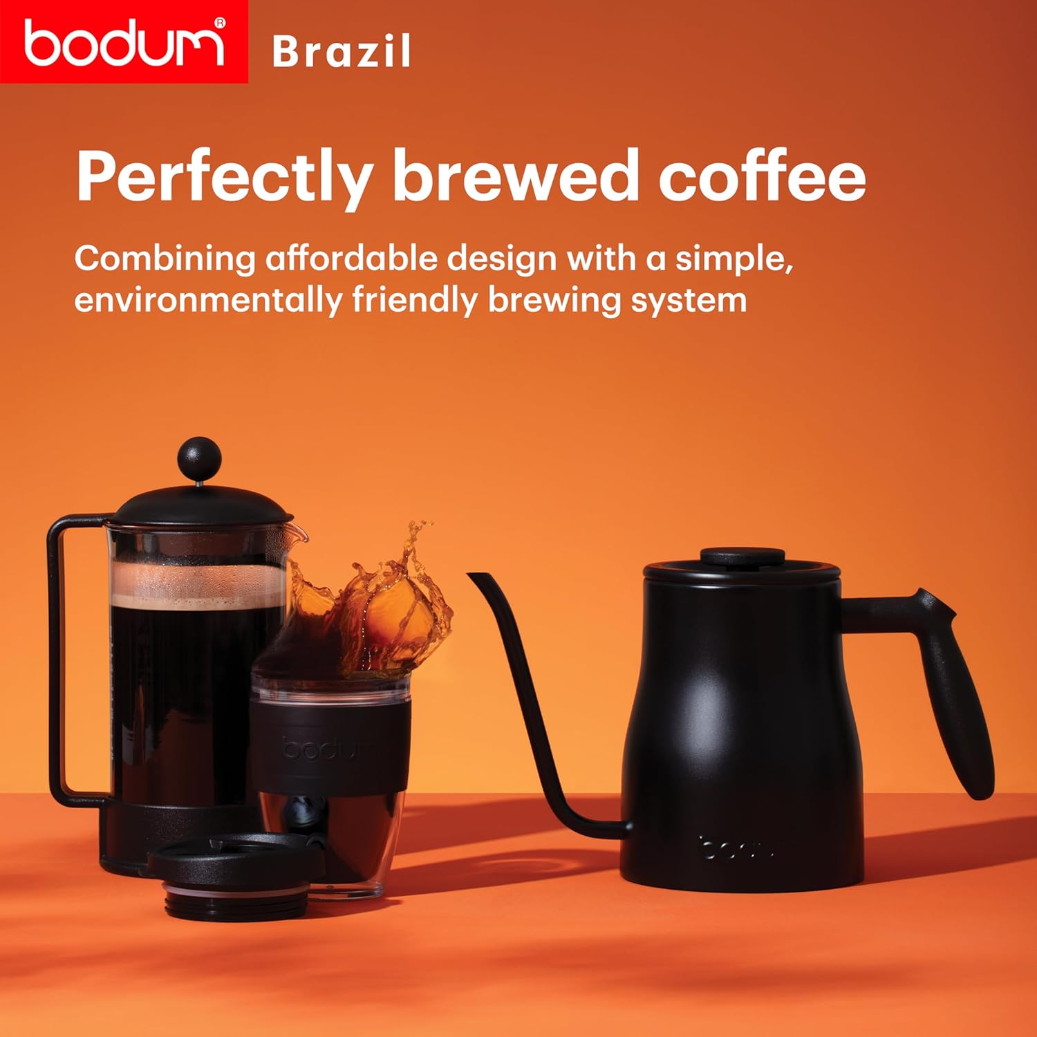 BODUM Brazil 8 Cup French Press Coffee Maker, Black, 1.0 l, 34 oz