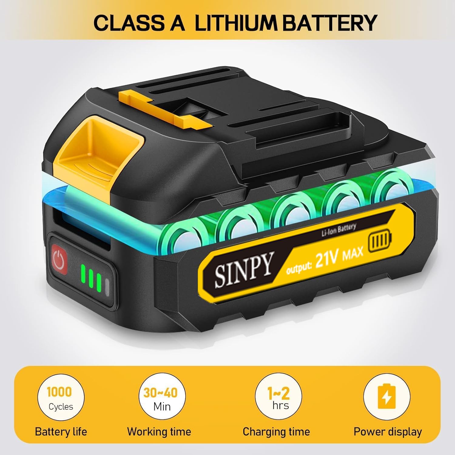 Mini Motosierra Bateria 2x2000 mAh Motosierra Bateria de 6 Pulgadas con Bloqueo de Seguridad, Cadena de Acero al Manganeso de Mano y Engrasador Automático (Amarillo)