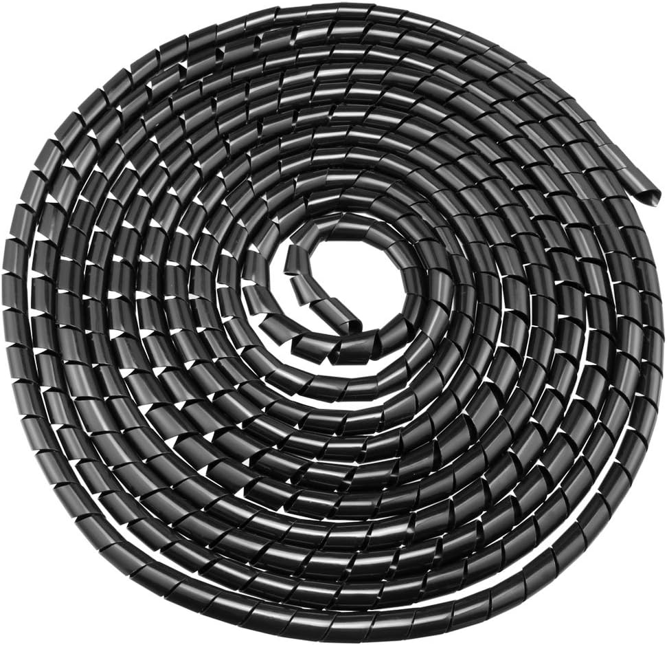 uxcell Spiral Cable Wrap Wire Cord Wraps 1/2-inch x 18ft Black PE Polyethylene Tubing for Computer Wire
