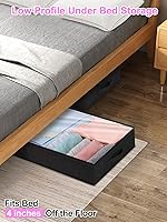 Vista 5 de punemi Under Bed Storage Containers, Below 4 Inches Tall Low Profile Foldable Under Bed Storage,No Structure, Soft Fabric Blanket Storage and