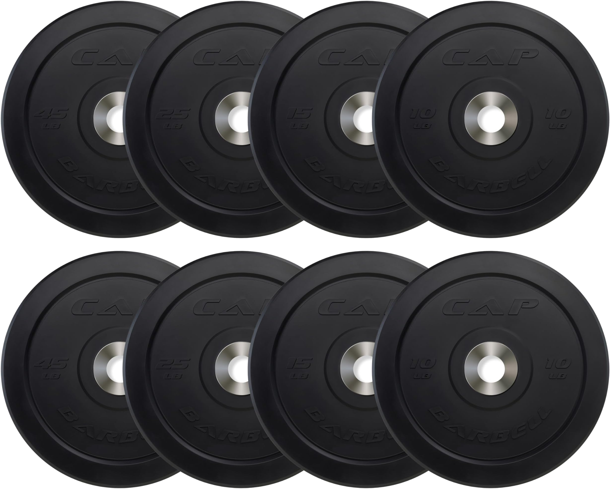 CAP 2-inch Olympic Bumper Plate Weight Set | 100-370 lbs | Multiple Colors | Storage Rack Optional