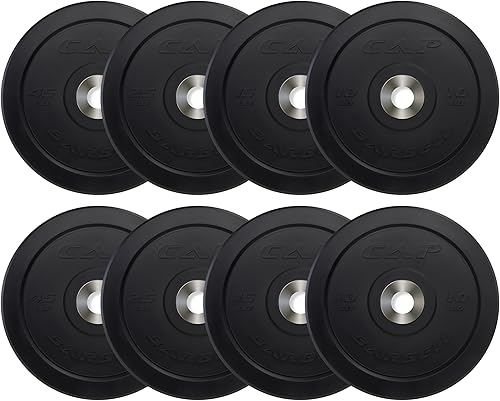 CAP Barbell 2-Inch Olympic Bumper Plate Weight Set with 6 Post Rack  100-370 lbs  Multiple Options