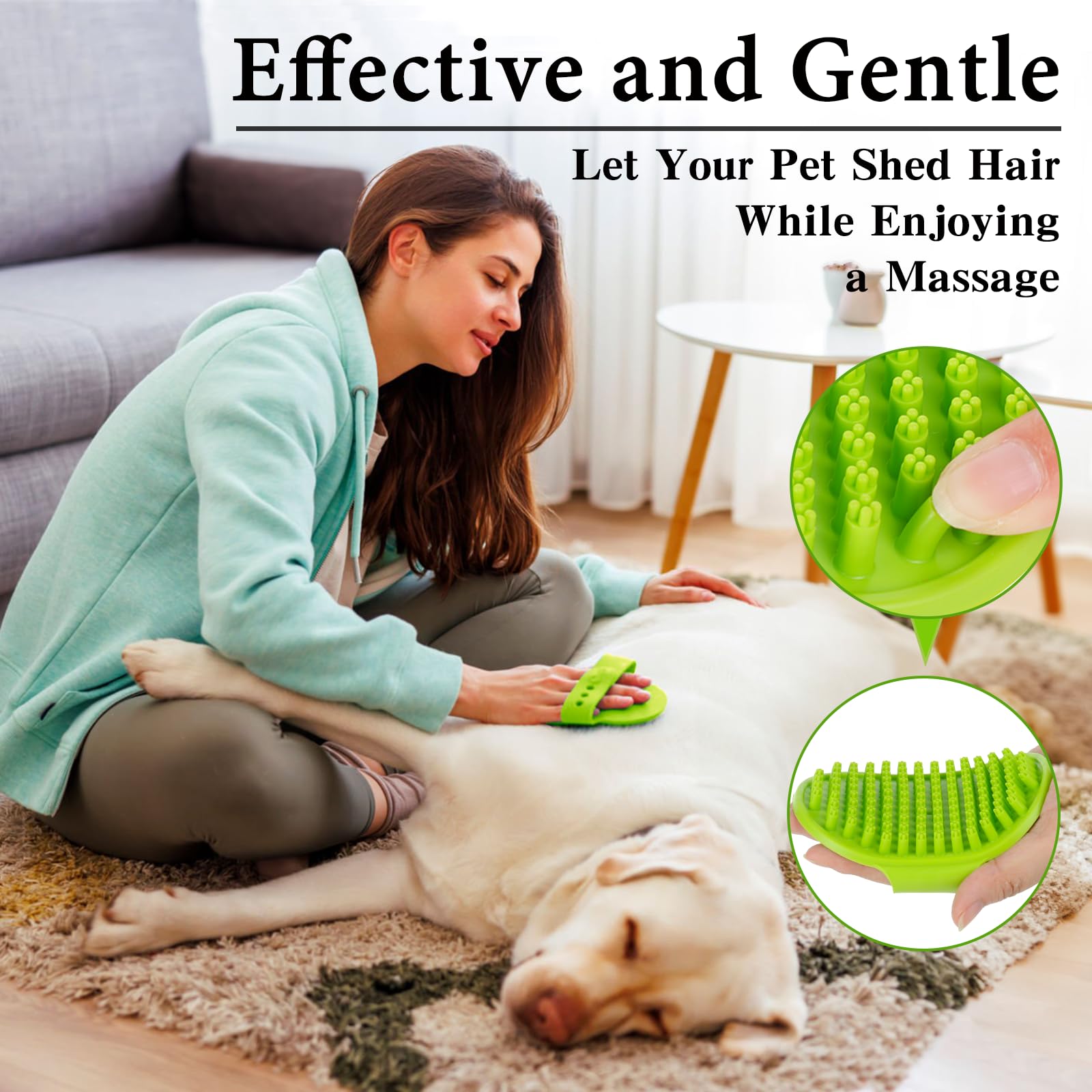 2PCS Dog Bath Brush Set | Adjustable Handle Dog Scrubber for Shampooing, Deshedding & Massaging, Suitable for Pets (Green Blue) - image 3