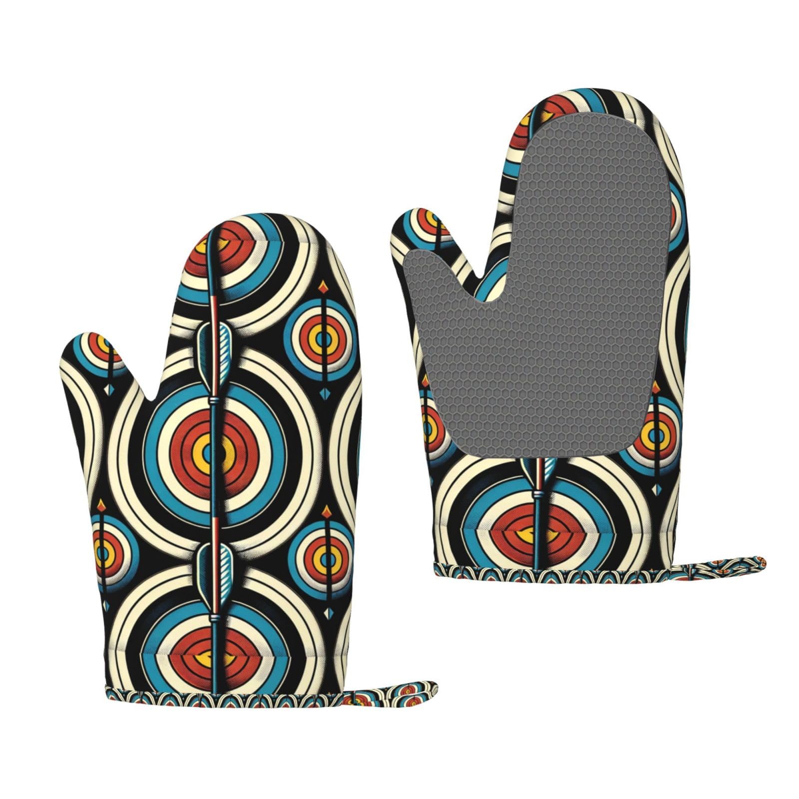 Heat Resistant Oven Mitt Archery-Target Non-Slip Silicone Oven Gloves Cooking Gloves
