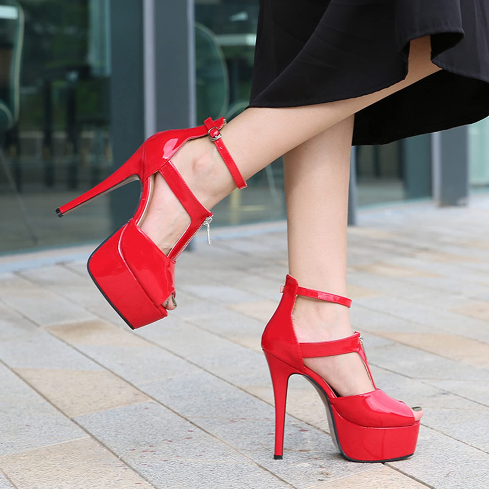 14 CM/5.51IN Sexy Super Haut Talon Danseur Travestissement Grande Taille Chaussures À Talons Hauts Discothèque Pôle Danse Dame Sandales