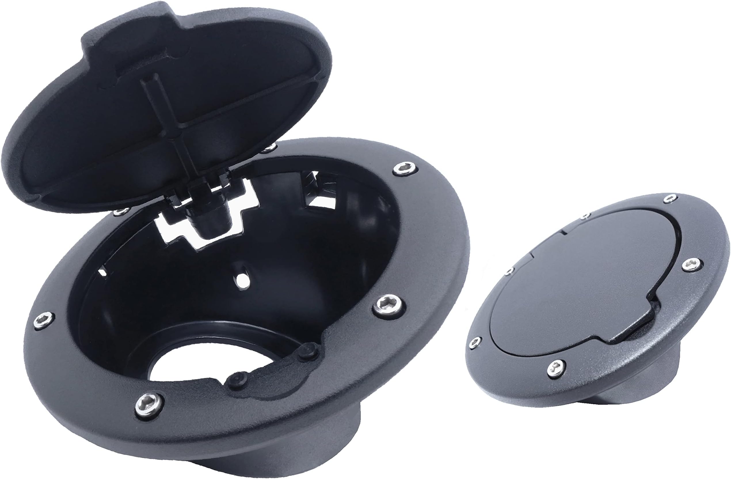 HippodoctorBlack Billet Style Fuel Filler Door Cover Gas Tank Cap 4-Door 2-Door for Wrangler JK & Unlimited 2007-2018 Sport