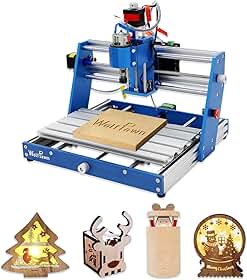 Fresadora CNC 3018 Azul Todo em Alumínio com Parada de Emergência 3 Eixos, Fresadora de Gravação e Escultura para Plástico PVC Acrílico de Madeira, Área de Trabalho (11,8 x 7,1 x 2,10 cm)
