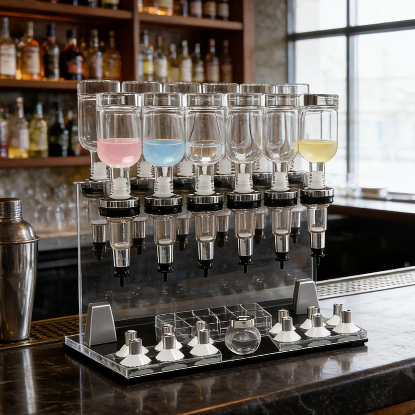 Ręczna maszyna do napełniania płynów, stacjonarna maszyna do napełniania perfum, 12 głowic do przechowywania, laboratorium, butelek na alkohol - wydajny dozownik płynu do dokładnego napełniania
