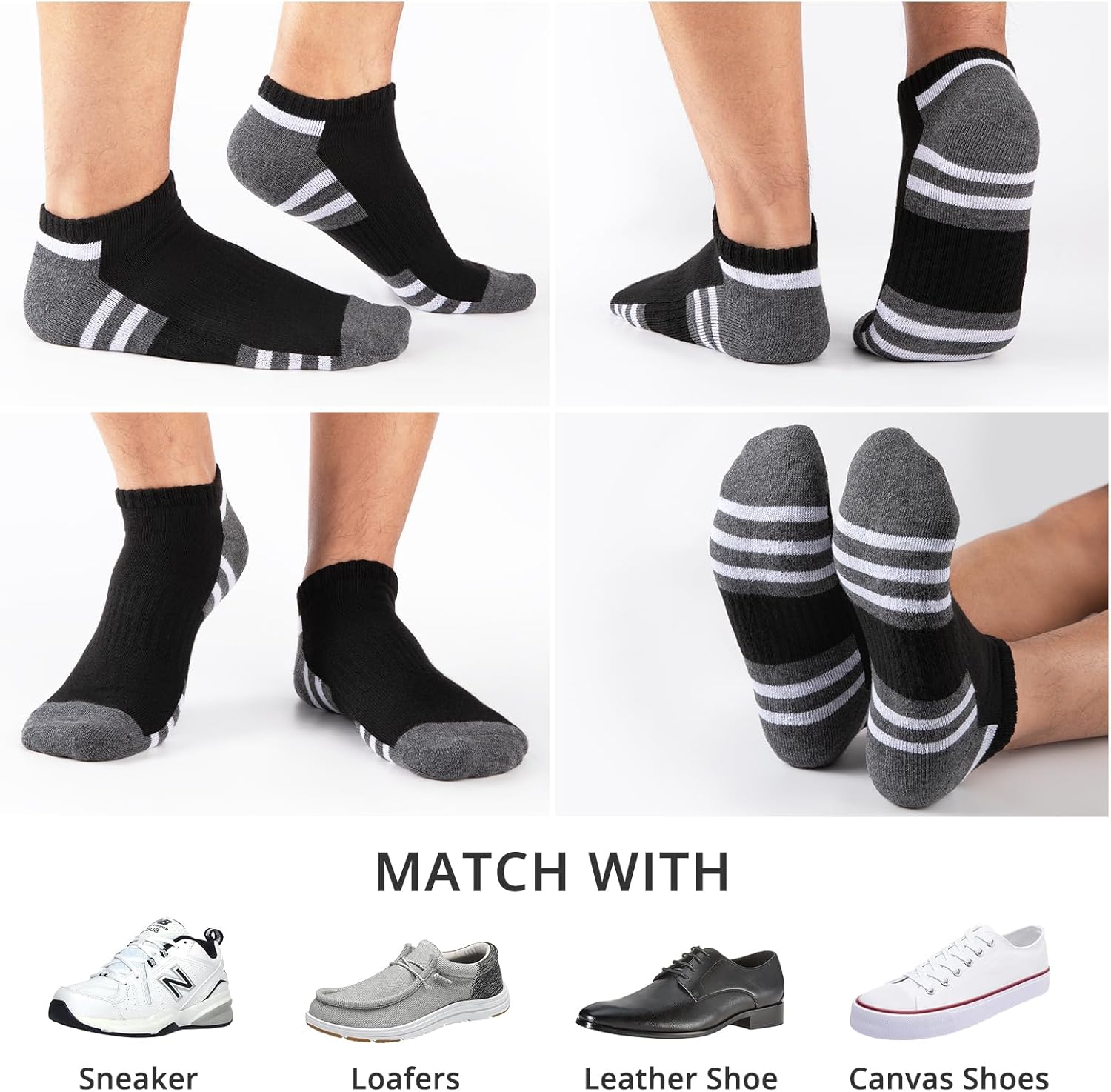 COOVAN Mens 12 Pack Athletic Ankle Socks, Mens Cushioned Comfortable Low Cut Sock 12 Pairs - Image 2