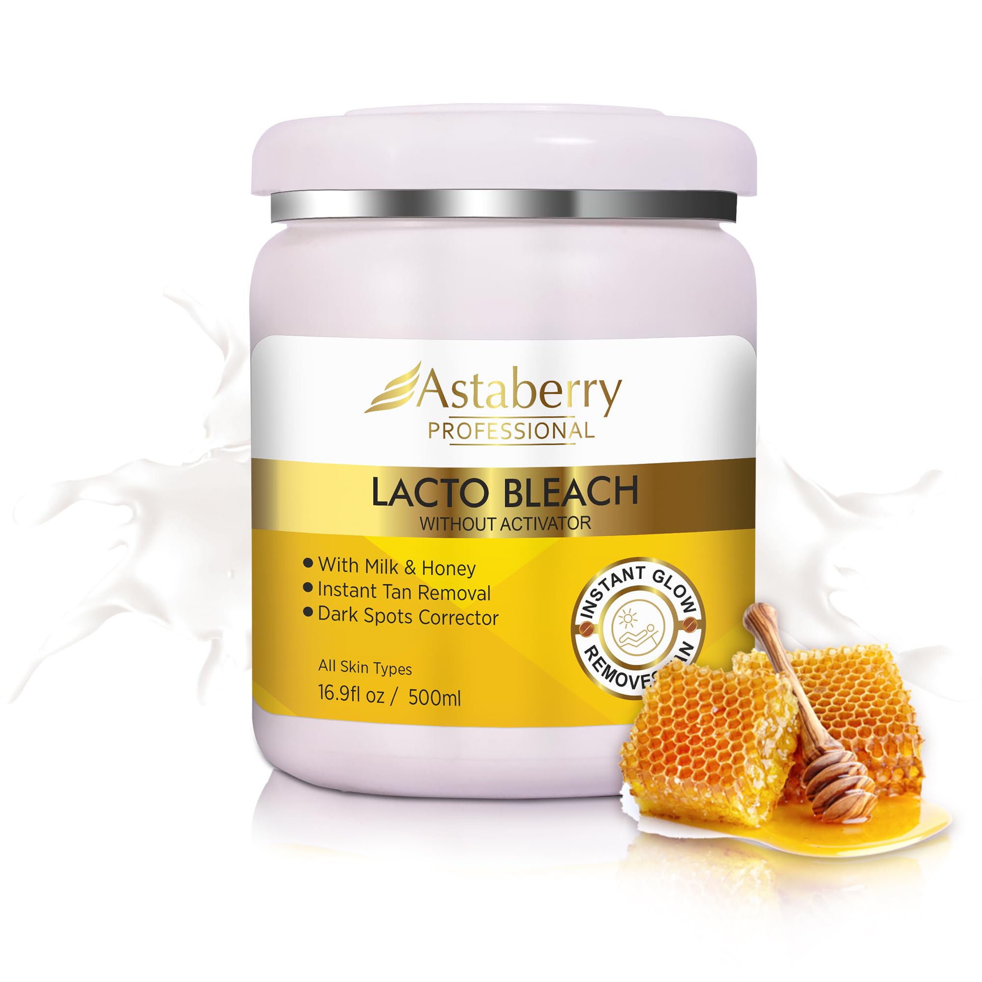 ASTABERRY Professional Lacto Bleach Without Activator 500ml - With Honey & Milk Extracts | Helps fade Dark Spots | Makes skin look radiant