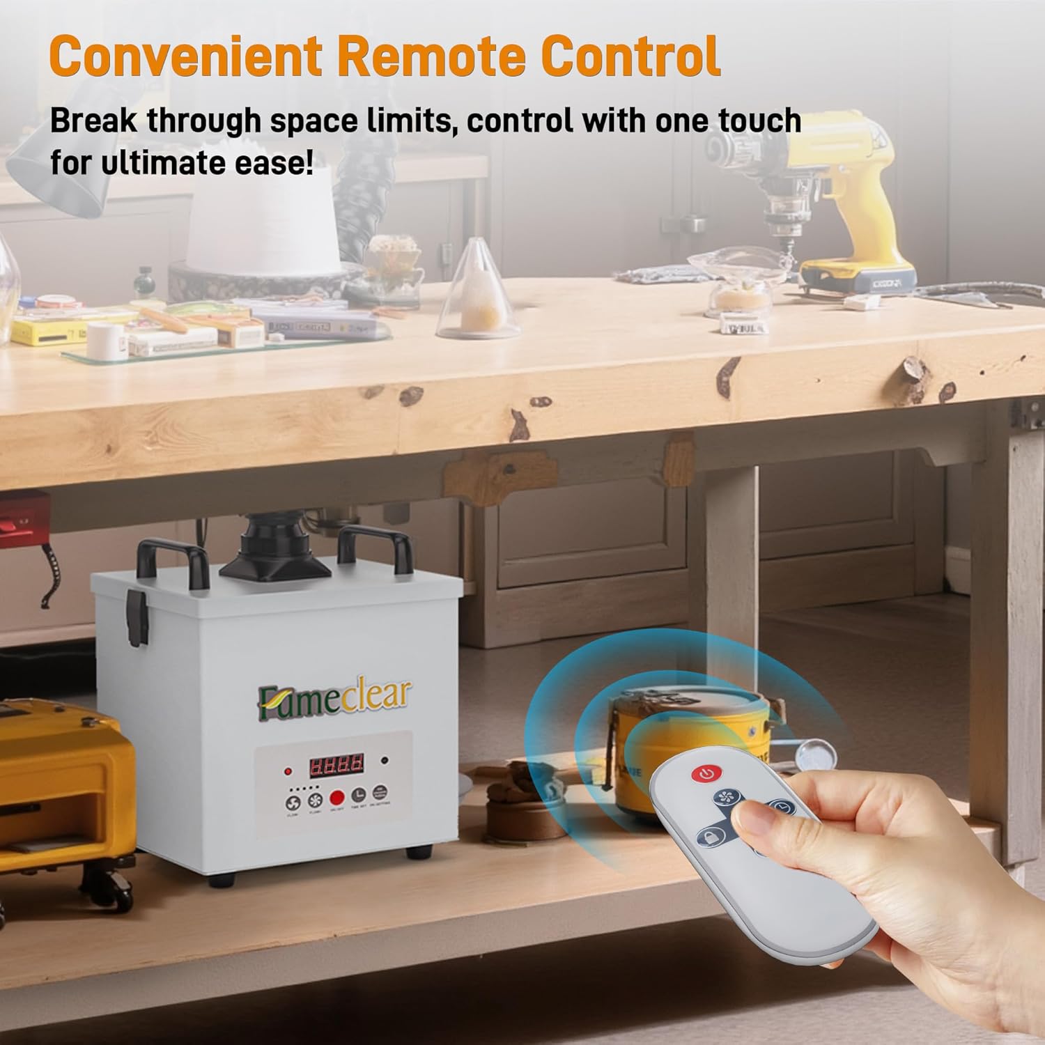 FumeClear Laser Fume Extractor - Powerful 100W Suction 200m³/h, With Remote Digital Display, 3-Stage Filtration System with 12PCS Filters for Laser Welding Smoke Absorption and Desktop Soldering