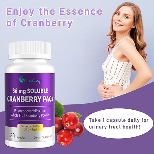 Miniatura 7 de Pastillas de arándano - Pastillas de arándano para mujeres y hombres con 36 mg de PAC solubles por cápsula para apoyo de las infecciones urinarias y