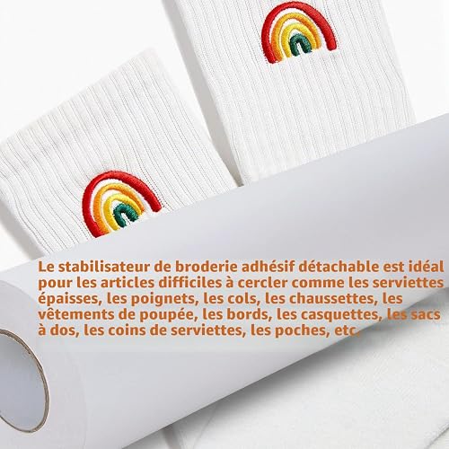New brothread Collant Auto-Adhésif Tear Away (détachable) Stabilisateur de Broderie 12"x10Yd (30.5cmx9M) Rouleau - Poids Médium pour Tissu Gratté & Cerceau Moins Broderie - 7