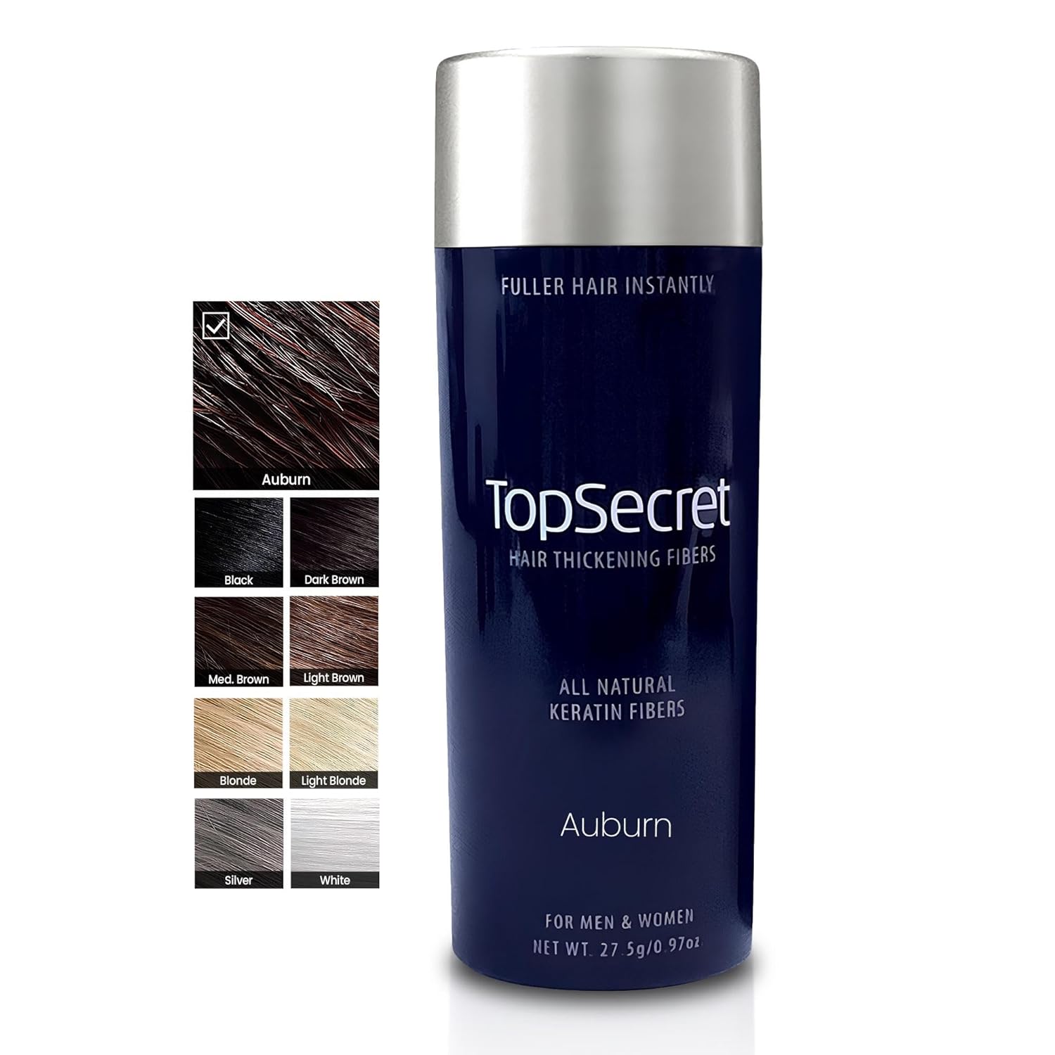 Top Secret Hair Thickening Building Fibers Refills - Undetectable & Natural Hair Filler - for Men & Women - Instantly Fill In Fine Thinning Hair - Weather & Sweat Resistant (Auburn, Large)