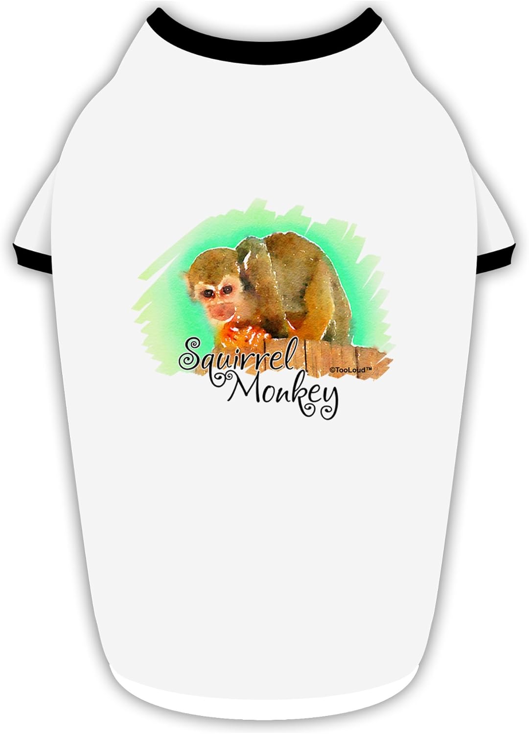 TOOLOUD Squirrel Monkey Watercolor Text Cotton Dog Shirt White with Black Large