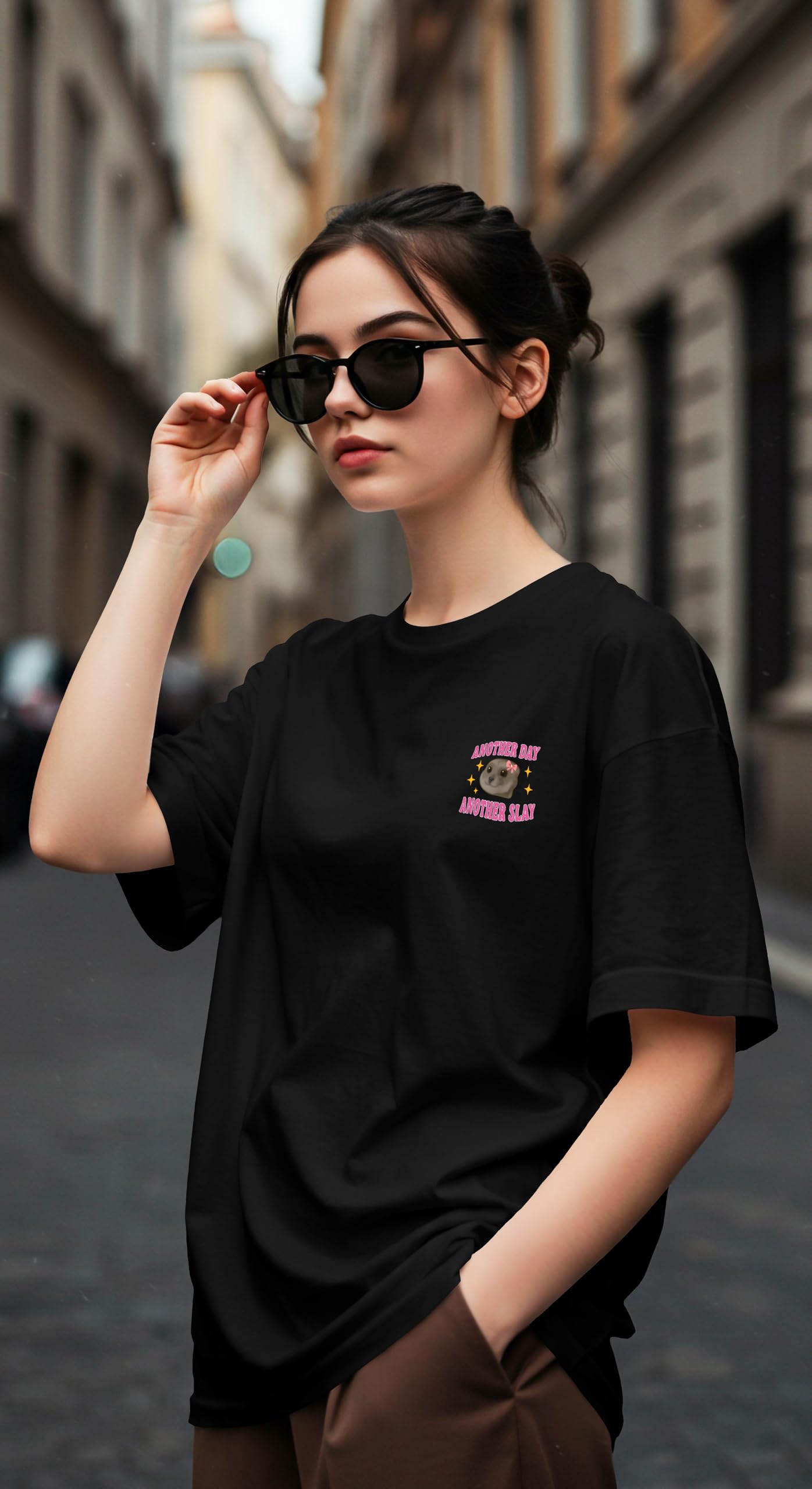Dagcros Another Day, Another Slay" Simpatica maglietta con meme di sigillo - Maglietta grafica divertente e feroce per ragazze e adolescenti - Camicia per amanti degli animali impertinenti