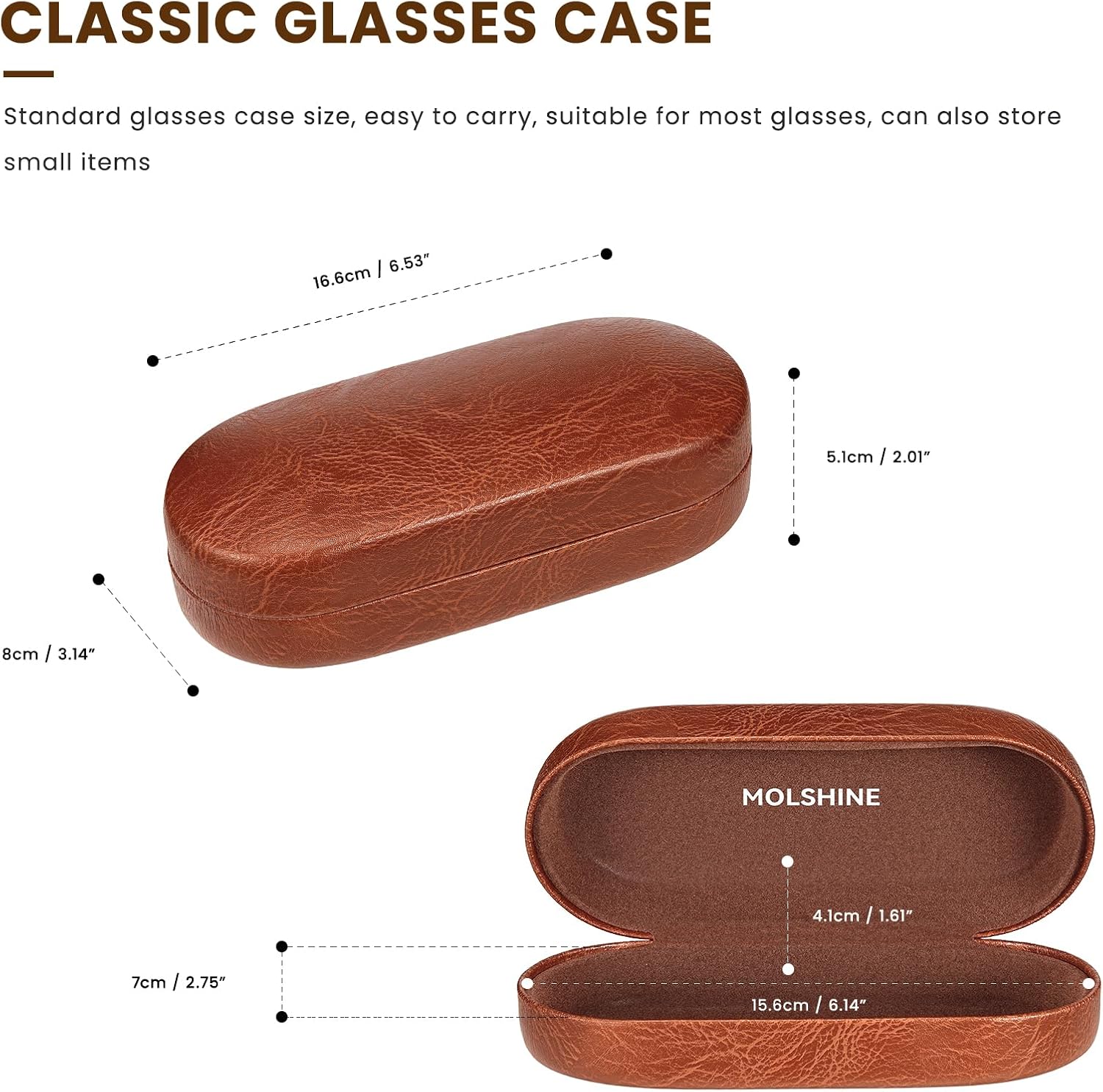 molshine Hard Shell Sunglasses Case, Classic Large Glasses Case for Women Men, Sunglass Eyeglasses image 2
