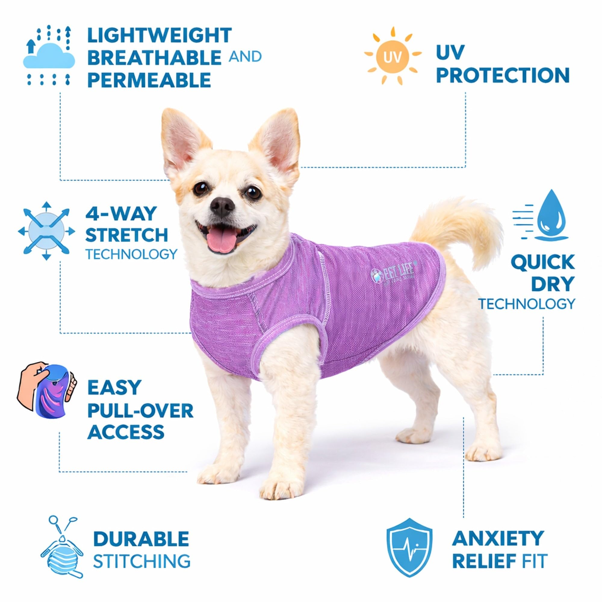 Pet Life Active Aero-Pawlse Heathered Quick-Dry y 4-Way Stretch-Performance Camiseta sin Mangas para Perro, tamaño Mediano, Color Morado
