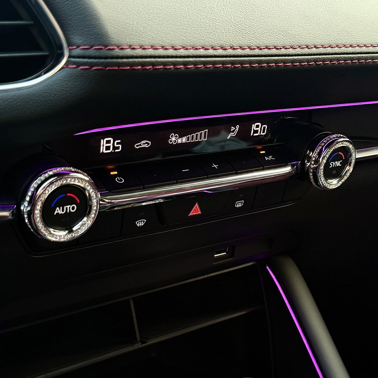 for Mazda CX-5 Car Interior Crystal Decor - Zinc Alloy with Hand-Inlaid Czech Preciosa Crystals, Luxury Accessories (Gold, CX5 AC Control Knob)
