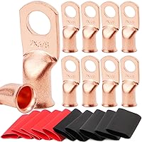 Vista 43 de TKDMR 6 terminales de batería de 4 AWG-3/8, terminales de alambre resistentes, terminales de anillo, extremos de cable de batería, terminales