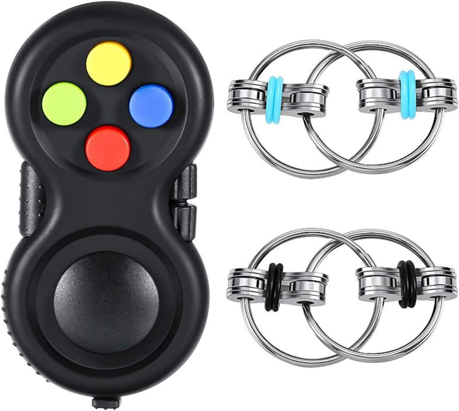 AM ANNA 3 Pieces Handheld Mini Fidget Toy Set Include Cam Fidget Controller Pad and Flippy Chain Flippy Stress Relief Toy for Teenagers Adults with ADHD ADD OCD Autism