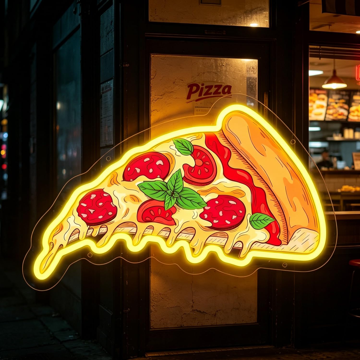 Pizza Neon Sign, Pizza Neon Light Signs Dimmable LED Neon Lights for Restaurant Business Signs, Fast Food Shops Accessories Light Up for Wall Decor USB Powered Bright LED Sign 16.5”x9.6”