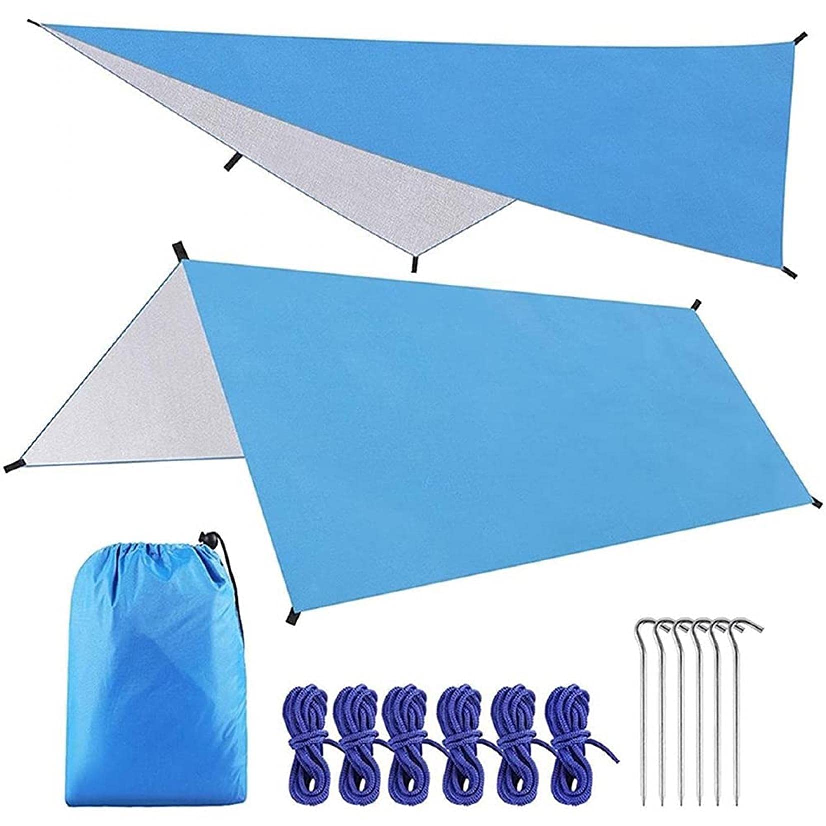 Bâche De Camping Portable Imperméable, Abri Solaire Hamac Coupe-Vent Tente De Mouche De Pluie Bâche Bâche Abri Pare-Soleil Auvent pour La Pêche en Plein Air Randonnée, A