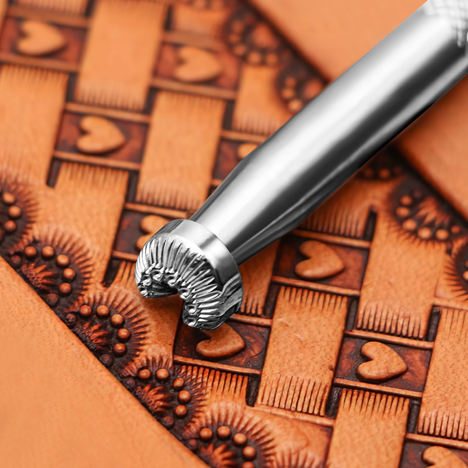 Leather Stamping 7-Seed Border Stamp 304 Stainless Steel Professional Leathercraft Carving Tools for DIY Craft