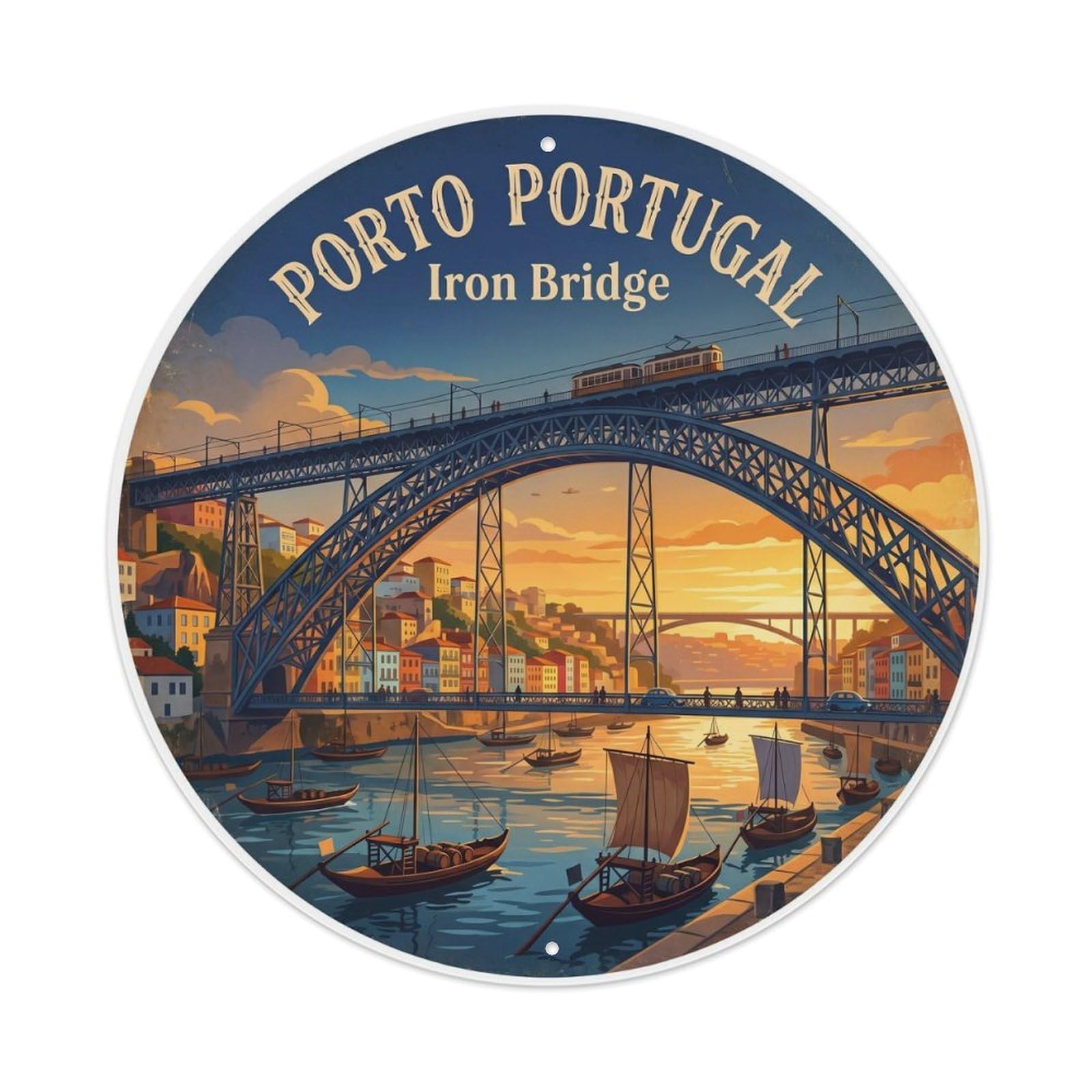 Vintage Travel Porto Portugal Bridge Metal Tin Sign