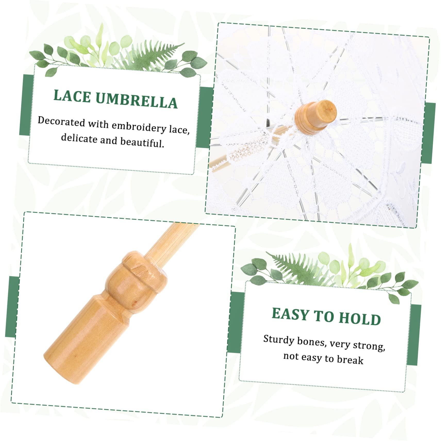 2stücke Hochzeit Spitzenregenschirm Eleganter Lace Parasol Für Hochzeitsfotografie Und Dekoration Robuste Baumwollkonstruktion Für Feiern Cosplay Und Mehr